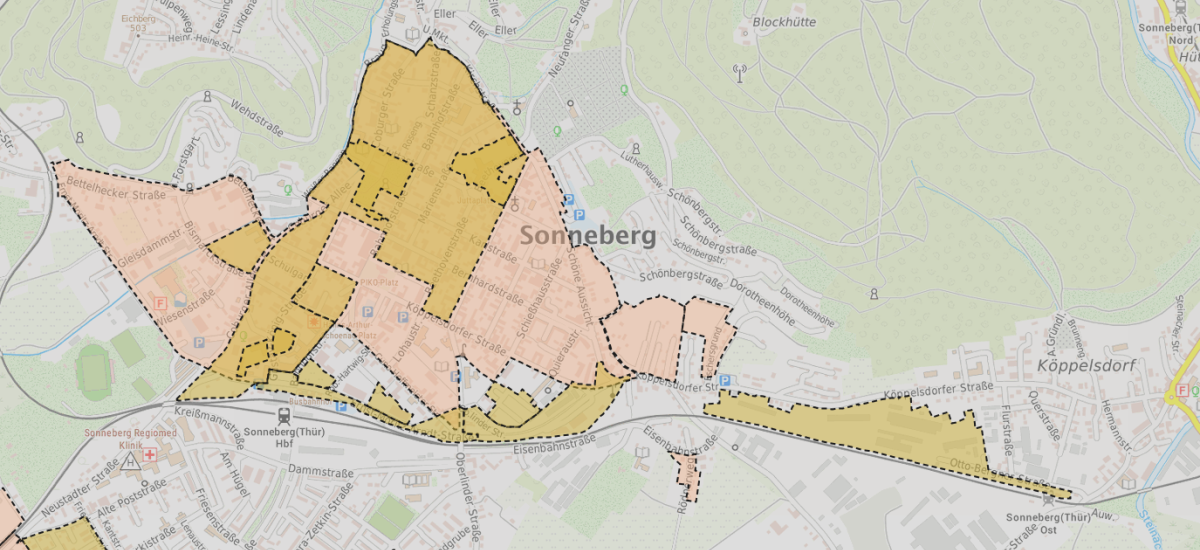 Ein Bebauungsplan von Sonneberg.