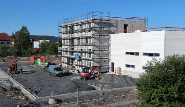 Stand der Bauarbeiten am Wasserstoffinstitut im Mai 2022