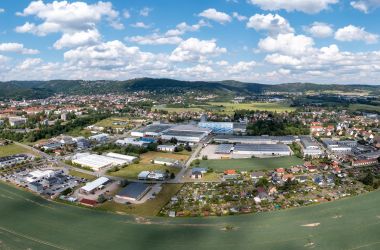Gewerbegebiet Mittlere Motsch in Sonneberg von oben.